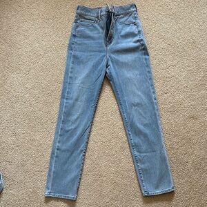 Express Light Blue Super Highrise Slim Leg Jeans